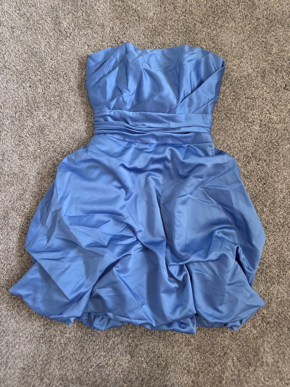 David's Bridal Strapless Periwinkle Blue Party Dress